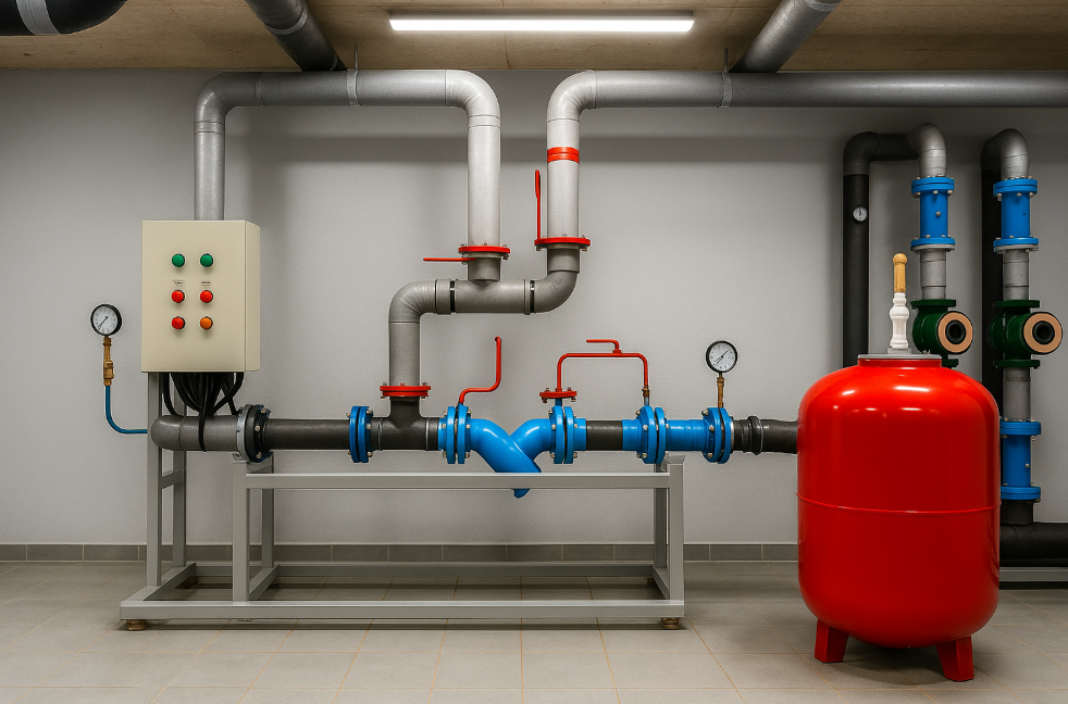 Sistema de bombeo BOMBEA con panel de control y tanque de expansión